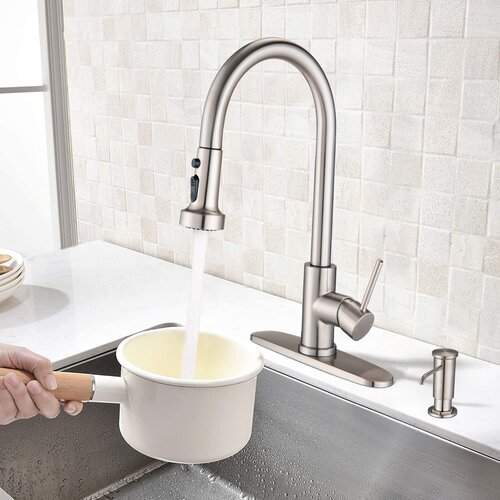 MAXWELL Pull Down Kitchen Faucet With Soap Dispenser 